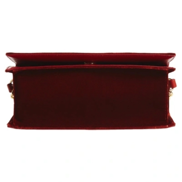 DVF Soiree Red Velvet Leather Top Handle Crossbody Shoulder Bag, NWOT - Picture 9 of 13